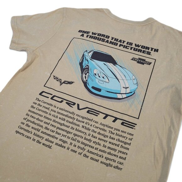 Corvette "One Word That is Worth a Thousand Pictures" Tan Graphic T-Shirt - Picture 6 of 8